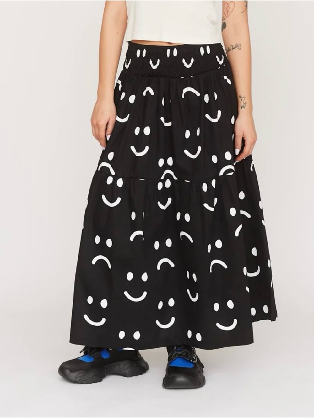 Lazy Oaf Happy Sad Shirred Maxi Skirt - US 6 / UK 10